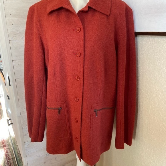 Talbots alpaca wool size XL burnt orange in color button closure 2 zip pockets - Picture 2 of 9